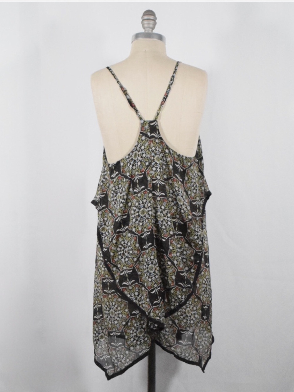 Free People Intimately Boho Floral Layered Chiffon Handkerchief Hem Dress Sz M - Picture 3 of 6